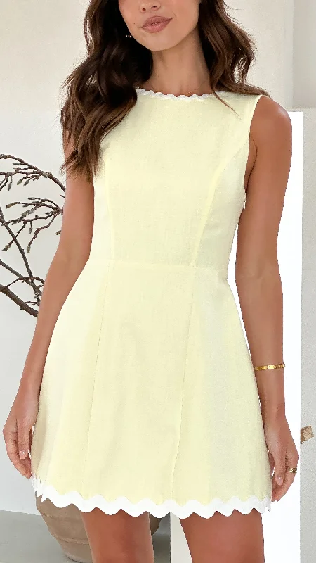 Stylish wrap dress-Aceline Mini Dress - Lemon / White