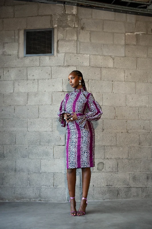 Statement sequin dress-ADE African Print Mock Neck Midi Dress