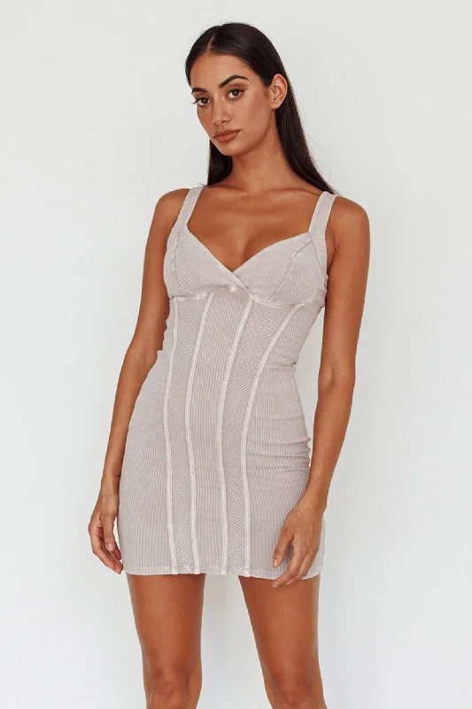 Cut-out trendy dress-Altitude Piping Trim Mini Dress Ivory