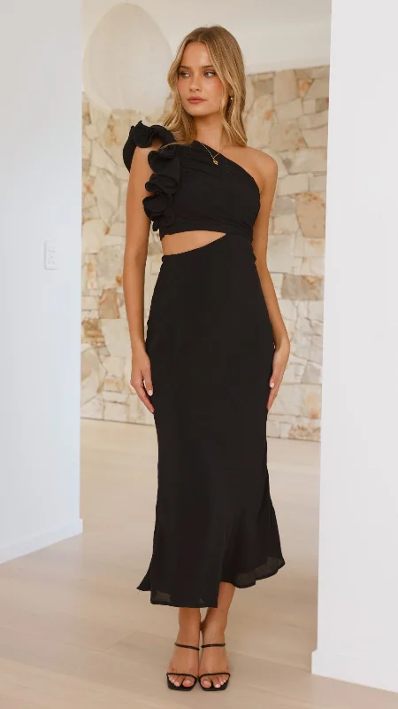 Empire waist dress-Amina Maxi Dress - Black