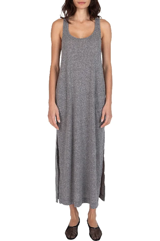 Chevron cocktail dress-ATM Heather Donegal Jersey Dress in Heather Grey