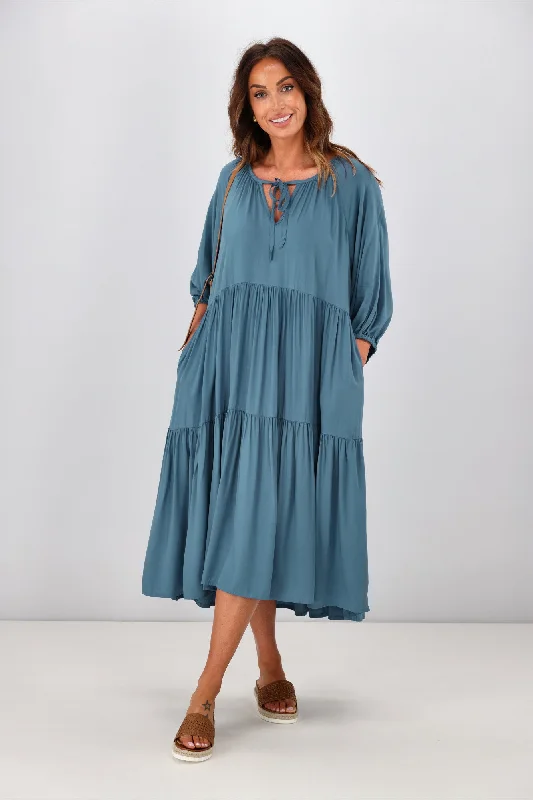 A-line picnic dress-Bee Maddison Jackson Dress Blue