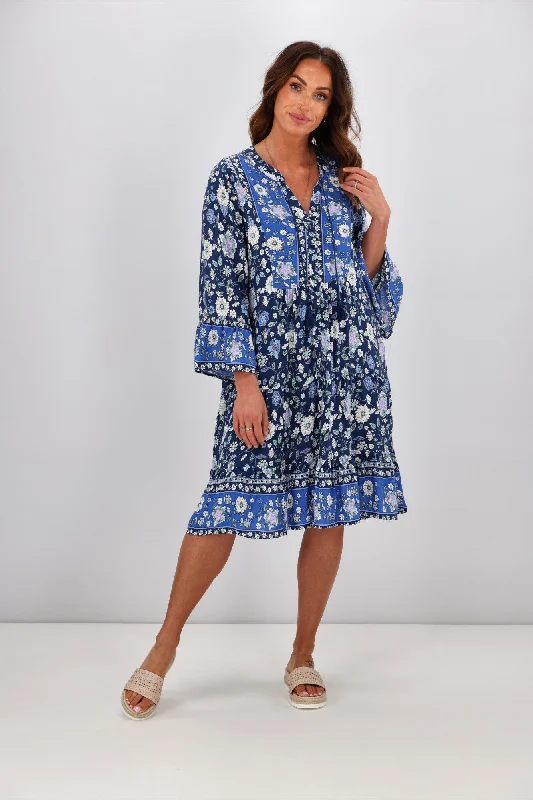 Camouflage street dress-Boho Australia Sydney Dress Navy Floral