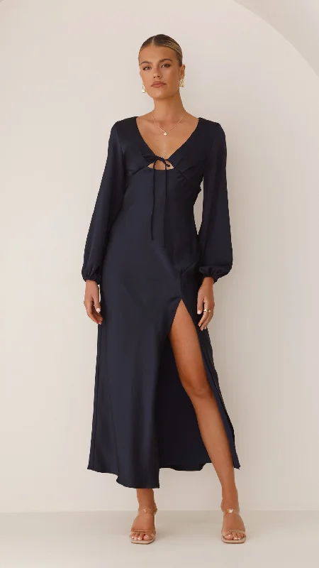 Sexy bodycon dress-Brigitte Maxi Dress - Navy