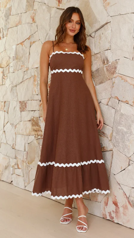 Jersey comfy dress-Brodey Midi Dress - Chocolate/White