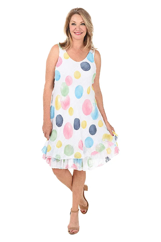 Sequined club dress-Rainbow Polka Dots Double Layer Tank Dress