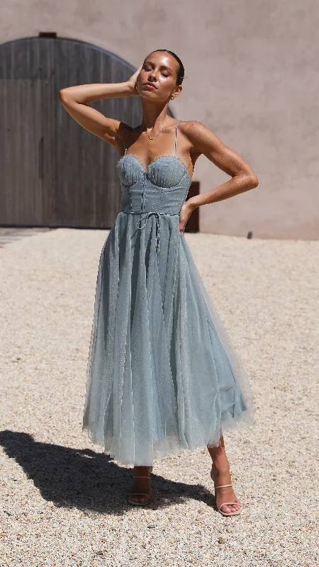 Velvet prom dress-Diana Midi Dress - Sage