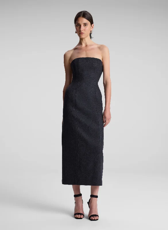 Geometric casual dress-Elizabeth Wool Cashmere Strapless Midi Dress