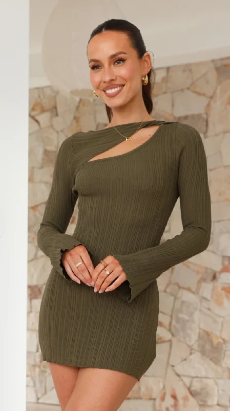 Bodycon date dress-Ellison Mini Dress - Khaki