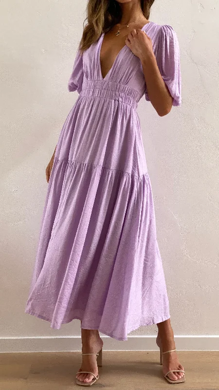 Classic fit dress-Erin Midi Dress - Lilac