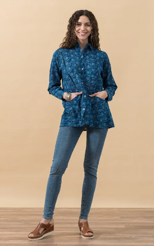 Chic office dress-Everyday Shirt, Long Sleeve, Tula Indigo