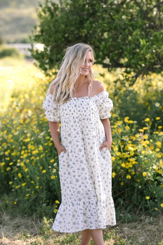 Boho embroidered dress-Ezra Smocked Midi Dress