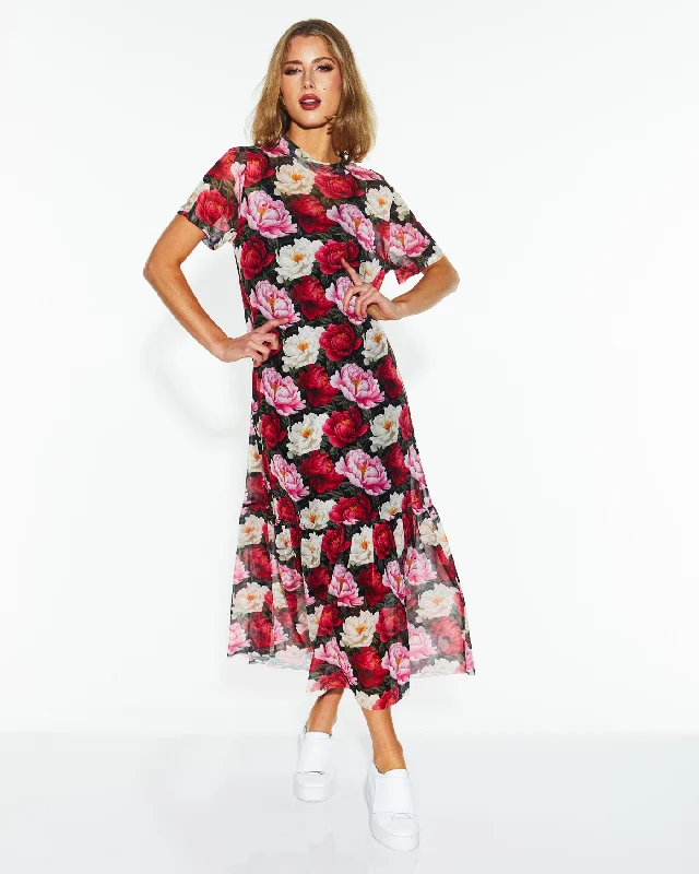 Morning coffee dress-Fate Lyrical Mesh Dress Oscar Floral