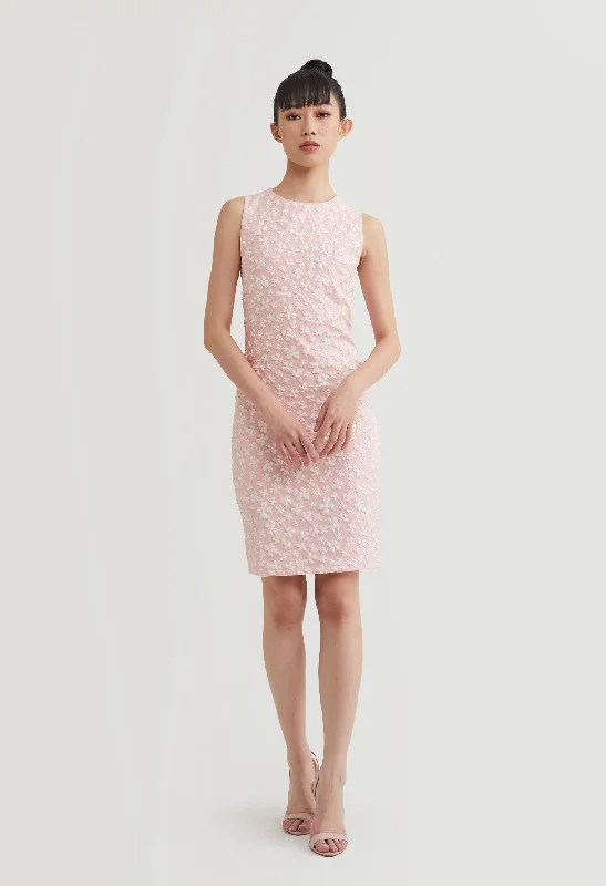 Tailored work dress-Floral Embossed Jacquard Midi Dress