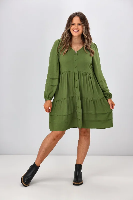 Comfy sweater dress-Gloss by Shine On Lizzie Dress Forest Green