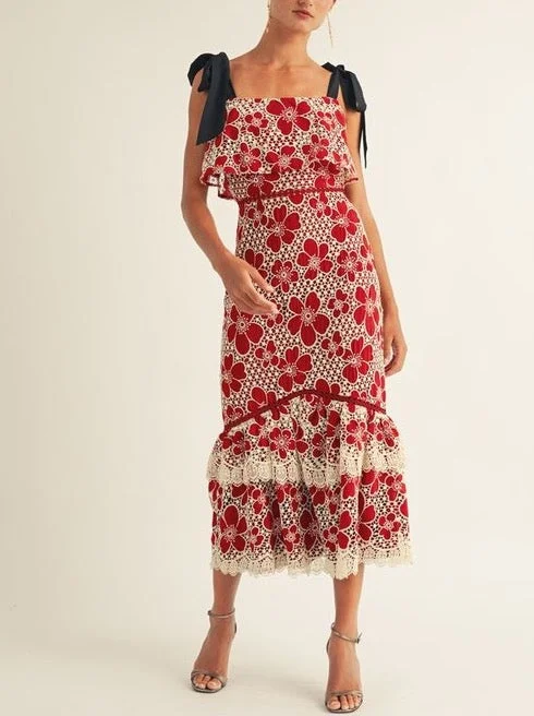 Belted casual dress-Gracie Embroidered Dress