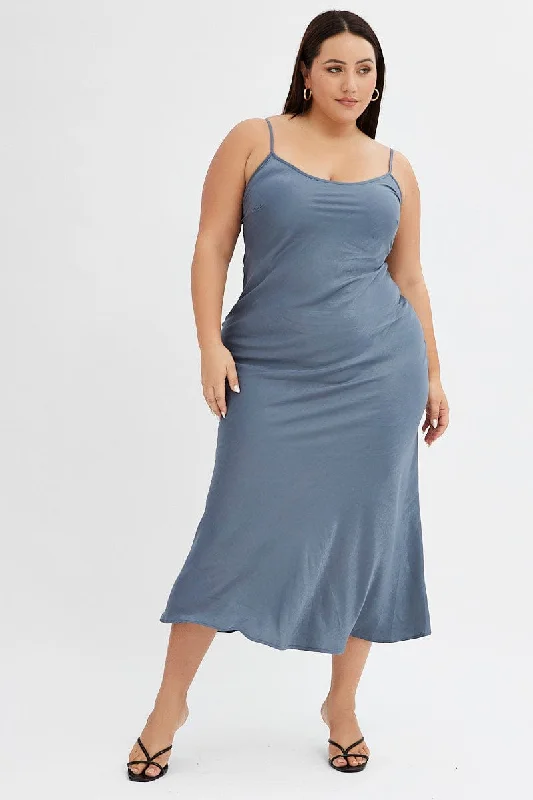 Colorblock chic dress-Grey Slip Dress Sleeveless Maxi