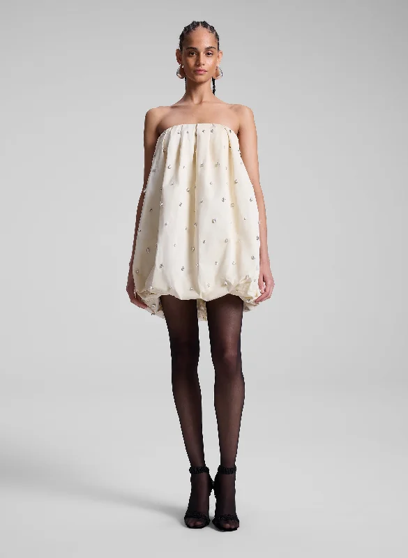 Wool winter dress-Holly Strapless Embellished Mini Dress