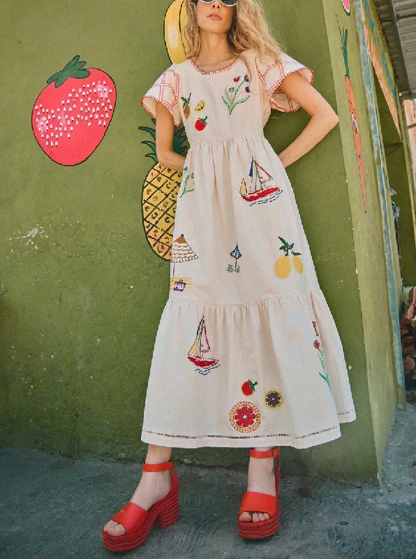 Smock relaxed dress-Hunter Bell Marley Dress Summer Embroidery