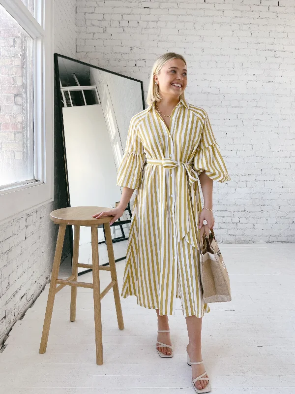 Yellow sunny dress-Ischia Yellow Stripe Dress