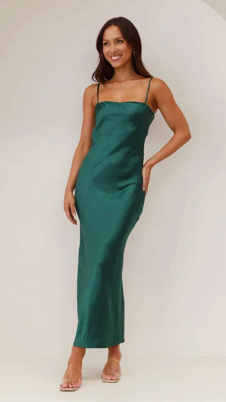 Rose gold trendy dress-Keira Maxi Dress - Emerald