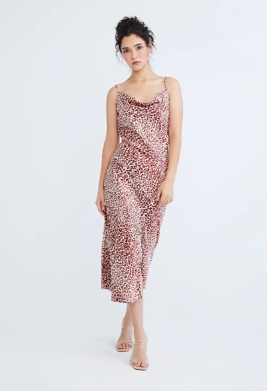 Structured corset dress-Leopard Spotted Midi Slip Dress