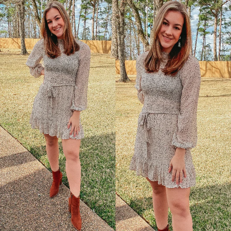 Striped shift dress-Last Chance Size Small | Magical Morning Small Leopard Smocked Bodice Dress in Ivory