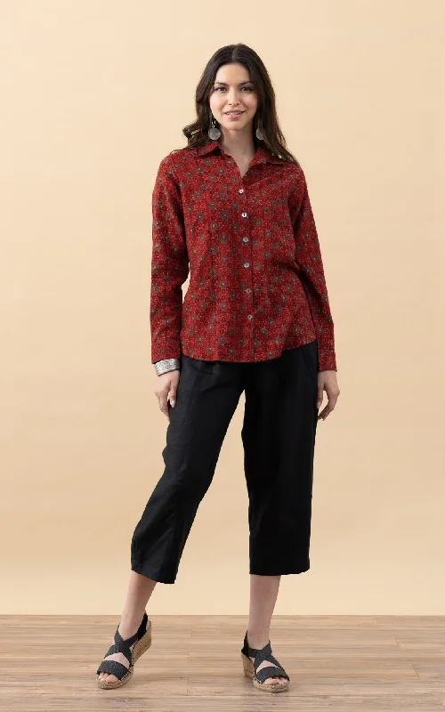 Glitter sparkly dress-Mila Blouse, Long Sleeve, Shadow Dot Rust