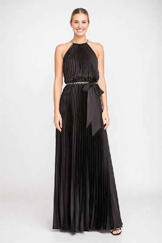 Chevron cocktail dress-Sleeveless Satin Long Dress