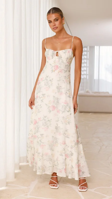 Afternoon tea dress-Nova Maxi Dress - White Floral