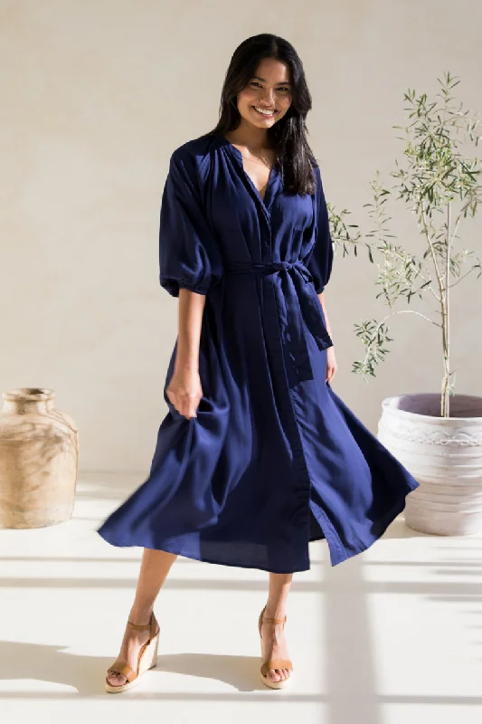 Wool sweater dress-PQ Collection Athena Dress Navy