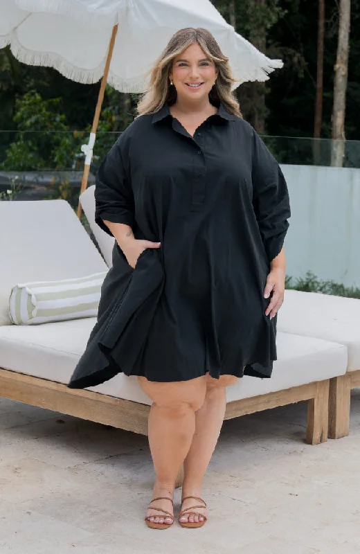 Everyday shift dress-PQ Collection Loloma Shirt Dress Black