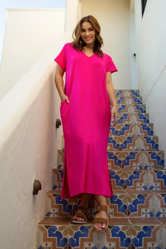 Orange citrus dress-PQ Collection T-Shirt Maxi Dress Magenta