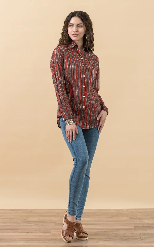 Picnic polka dress-Regina Blouse, Long Sleeve, Taos Stripe