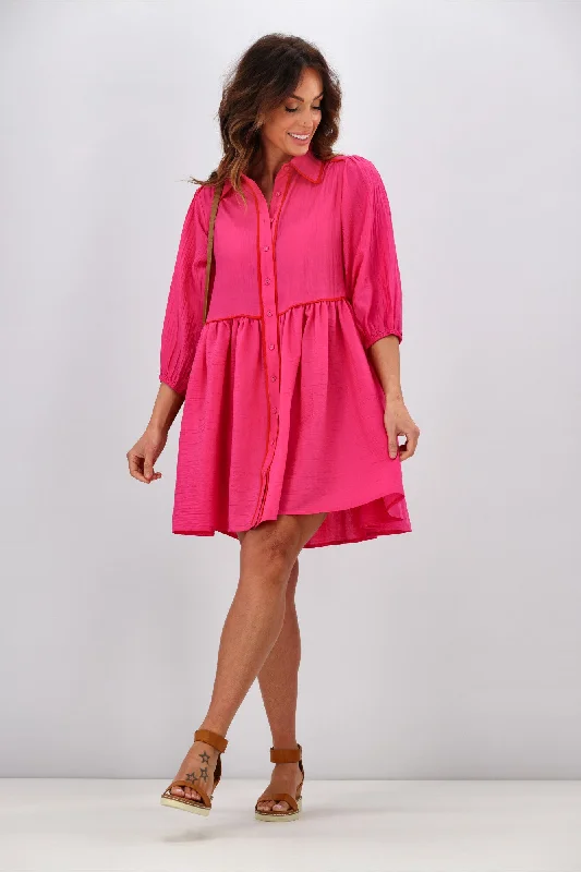 Chiffon cocktail dress-Roseason Poppy Dress Hot Pink