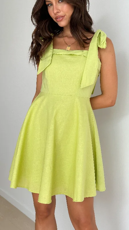 Tie-dye bohemian dress-Rumi Mini Dress - Lime