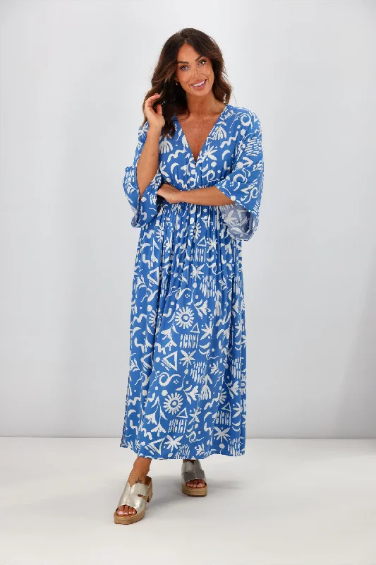 Ruby vibrant dress-Salty Bright Camilla Dress Blue Print