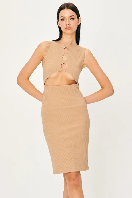 Sexy bodycon dress-Samantha Back Cut-Out Midi Dress