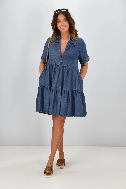 Indoor cozy dress-Sass Danielle Dress Dark Wash