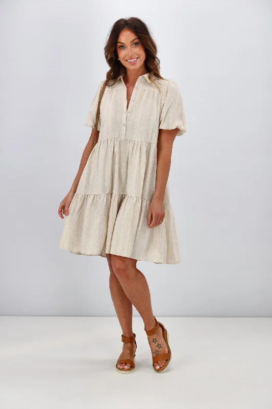 Outdoor adventure dress-Sass Saba Dress Natural Stripe