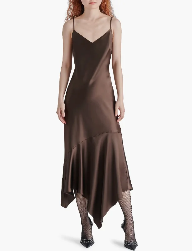 Graceful midi dress-Lucille Dress, Dark Espresso