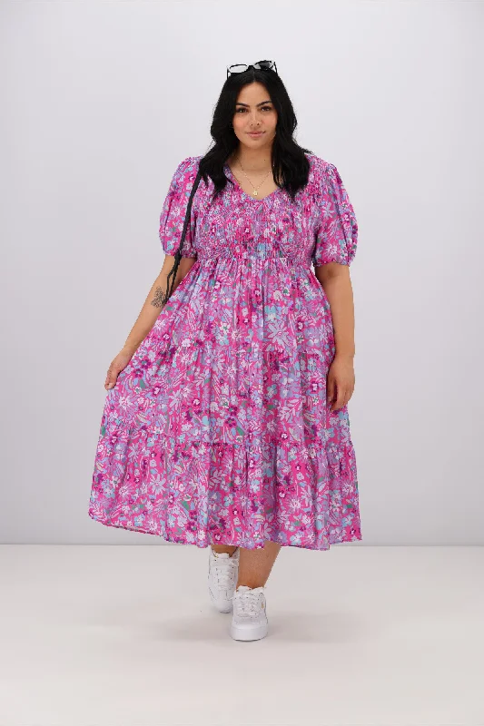 Flirty mini dress-Sunday Boho Jasmine Dress Pink Floral