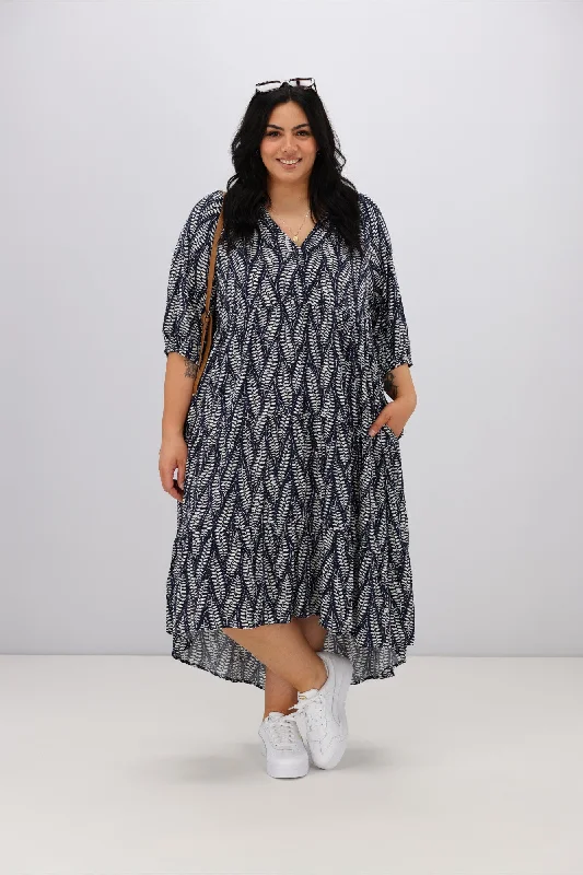 Simple slip dress-Sunday Boho Katina Fern Dress Navy