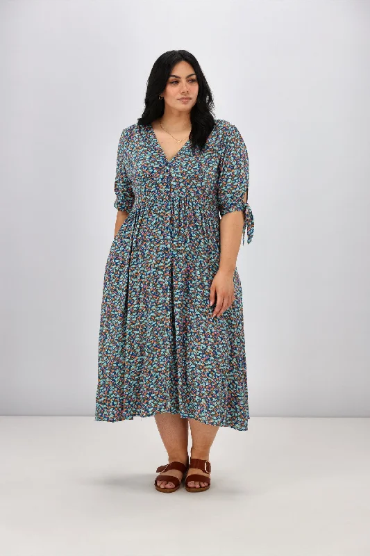 Structured corset dress-Sunday Boho Marisa Dress Ditsy Floral Blue