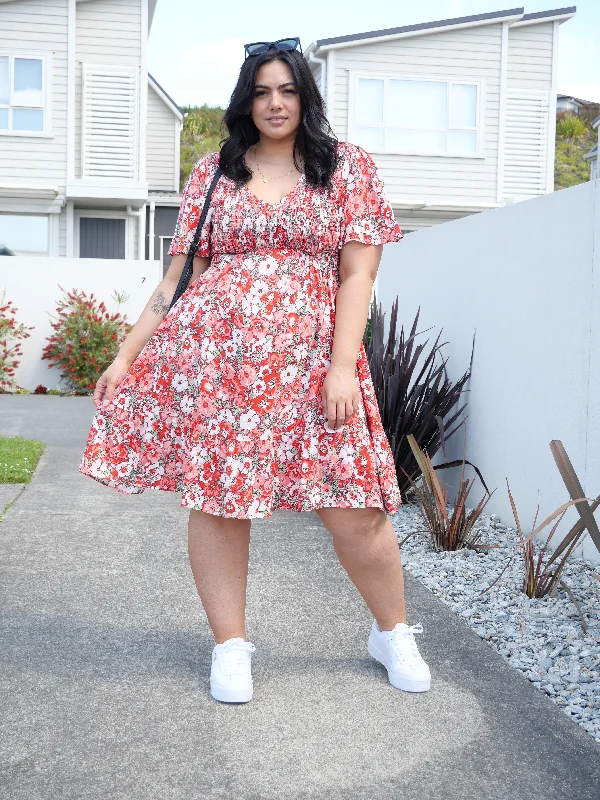 Graceful midi dress-Sunday Boho Sofia Dress Red Floral