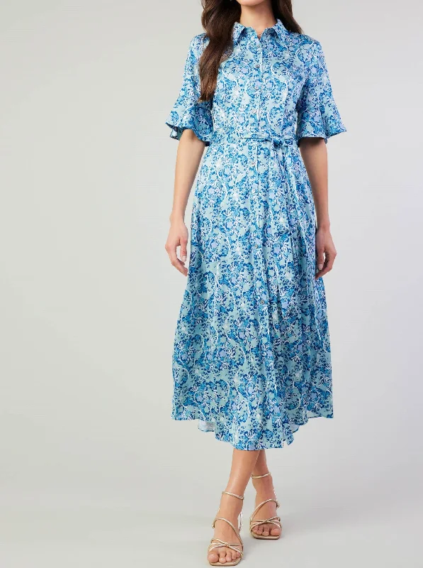 Vacation flowy dress-Sylvia Shirtdress