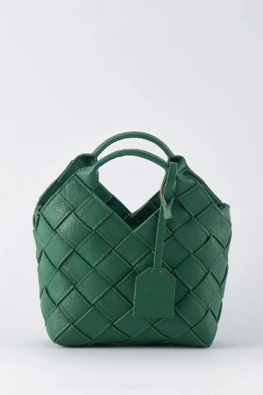 Halter party dress-TEN TONES Clementine Woven Mini Tote Green