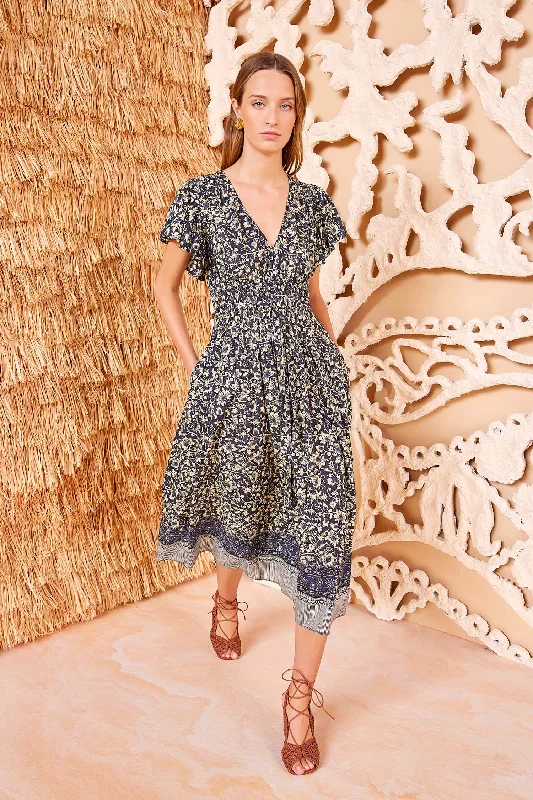 Floral wrap dress-Ulla Johnson Lyria Dress in Raven