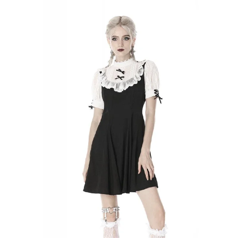 Hippie patchwork dress-Women's Gothic Stand Collar Lolita Doll Midi Dresses