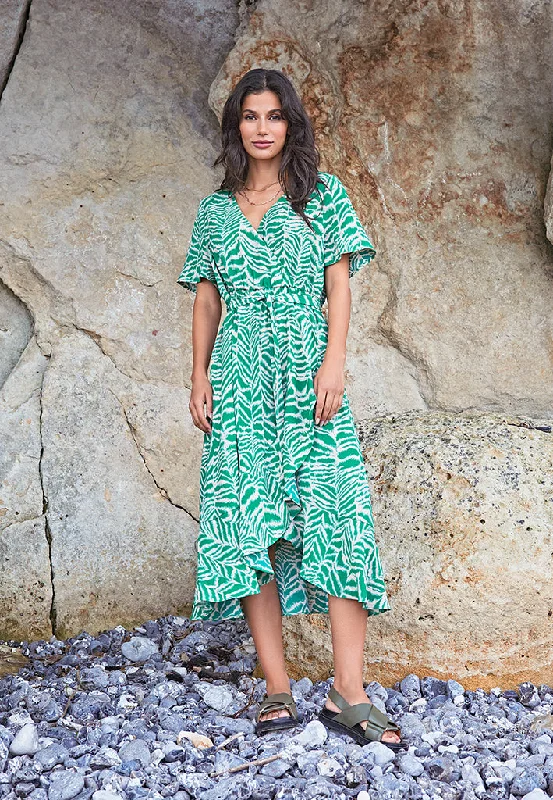 Cotton sundress-Alberte Wrap Dress - Simply Green